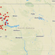 A screengrab from the study’s interactive map shows a decade’s worth of spills of more than 5,000 gallons of pollutants from pipeline leaks at North Dakota hydraulic fracturing sites. (Image: Science for Nature and People Partnership)